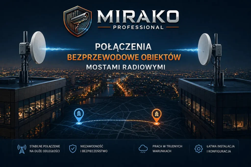 Łączność bezprzewodowa - link radiowy - między obiektami.