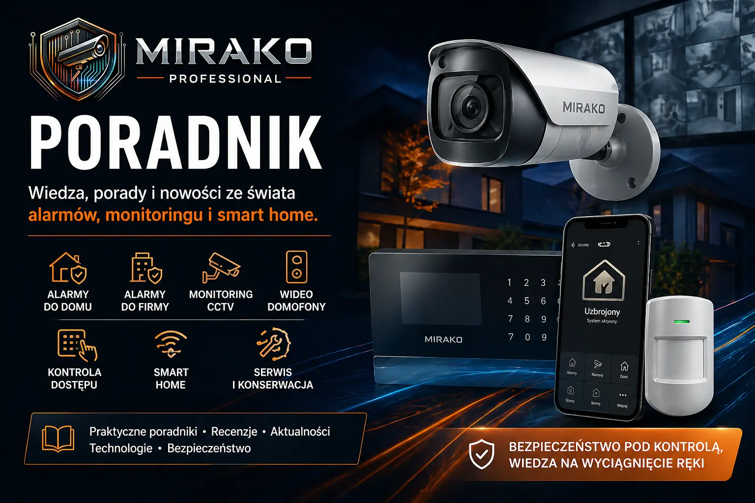 Poradnik MIRAKO - informacje o systemach alarmowych, monitoringu, kontroli dostępu, wideodomofonach i inne
