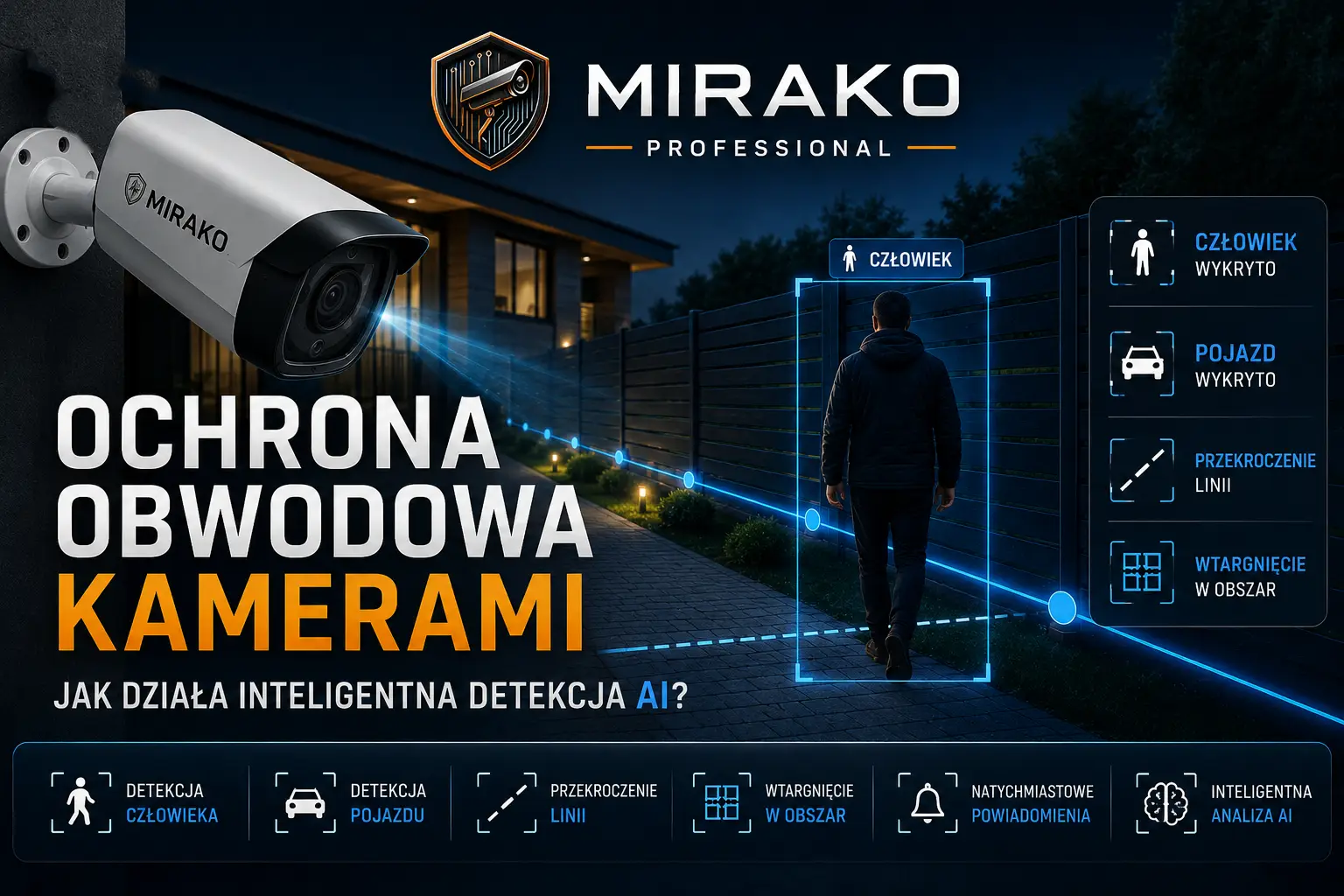 Ochrona obwodowa kamerami – jak działa inteligentna detekcja AI?