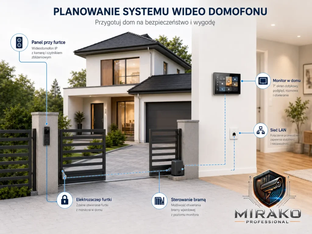 Planowanie systemu wideodomofonu w domu.