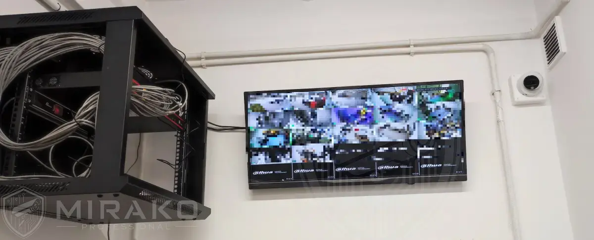 Instalacja systemu monitoringu wizyjnego oraz wideodomofonu w firmie w Pabianicach.
